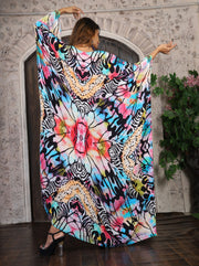 Silk kaftan cover up beachwear designer print silk kaftan dress