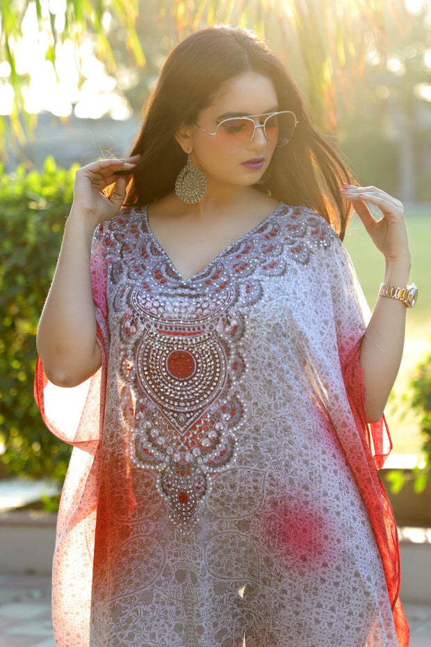 pink Designer inspired kaftan dress embellish plus size kaftan petite