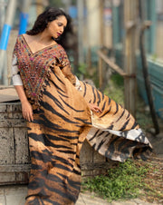 Tiger print silk kaftans online womens kaftan