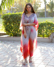 pink Designer inspired kaftan dress embellish plus size kaftan petite