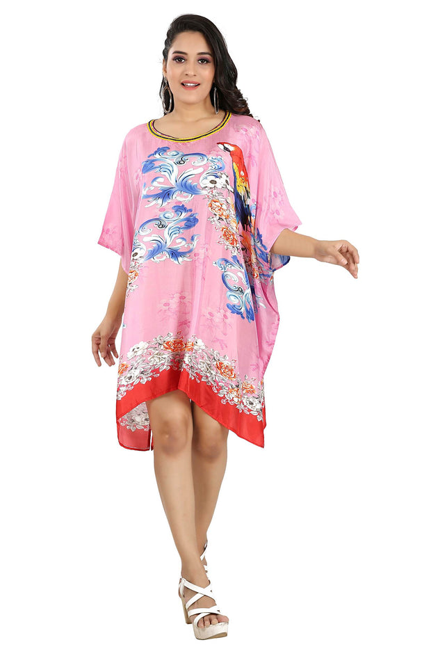 Silk caftan tunic Alluring Tie-Dye printed Silk Kaftan Resort wear Beach Cover up Evening Maxi Dress short kaftan