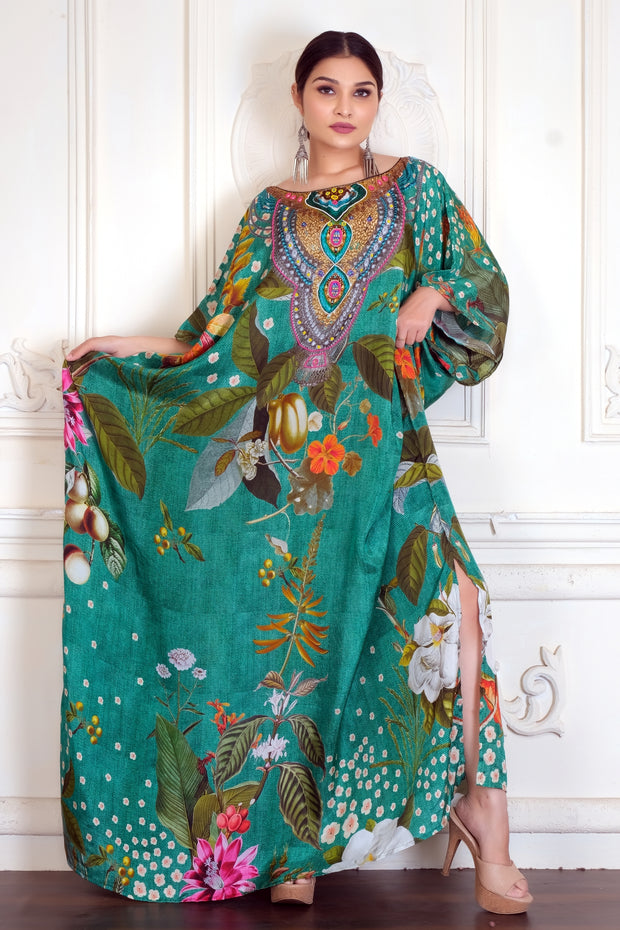 Plus Size Kaftan womens kaftan Pure silk kaftan Floral Kaftan