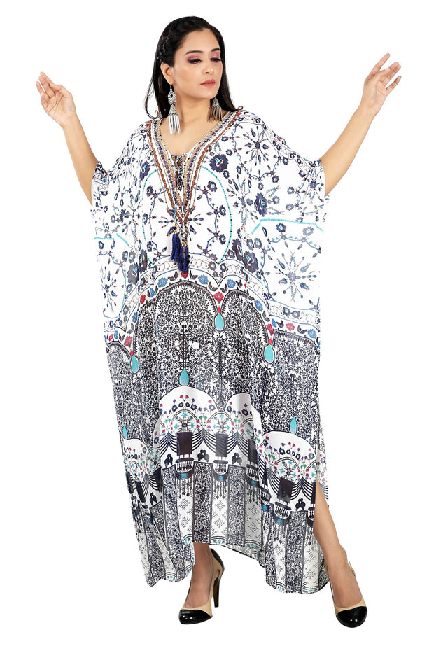 Floral print lace up kaftan plus size caftan dress women kaftan dress