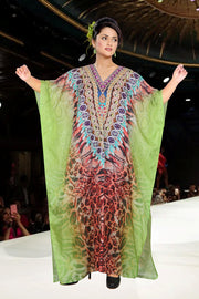 Plus size sequin Designer Resort wear bikini kaftan Animal Print silk kaftan