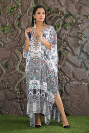 Floral print lace up kaftan plus size caftan dress women kaftan dress