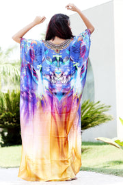 Silk Kaftan Beachwear Dresses with Gradient Colours plus size caftan dress