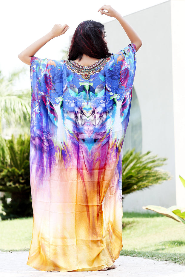 Silk Kaftan Beachwear Dresses with Gradient Colours plus size caftan dress