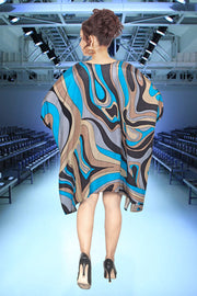 Abstract Print silk caftan tunic Beach wear Silk caftan cruise wear silk dress