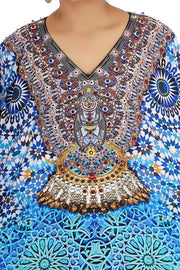 Feel the Seashore with enthusiastic Tropical Paradise printed Silk full Lengh Kaftan dress