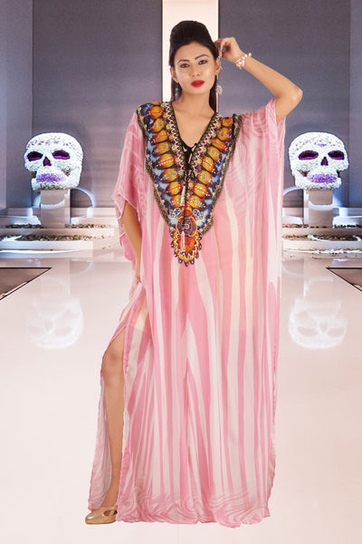pink beach kaftan