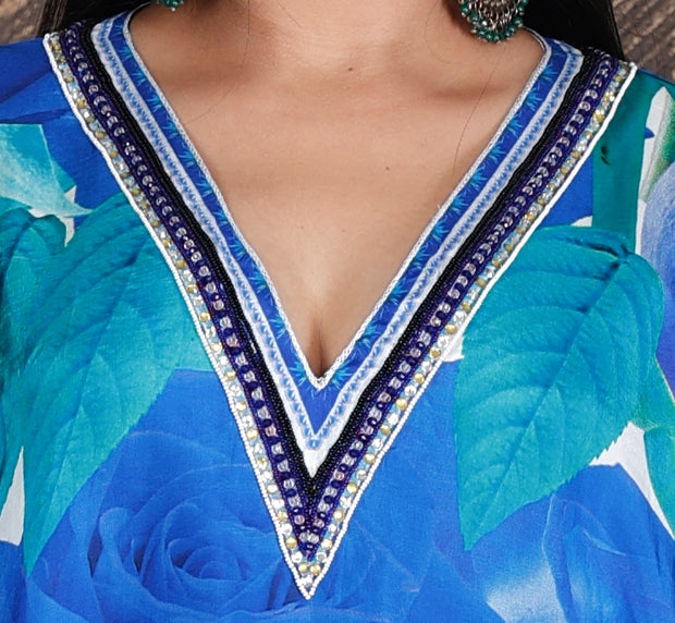 Silk kaftan tunic for women caftan for ladies beach wear floral print silk dress