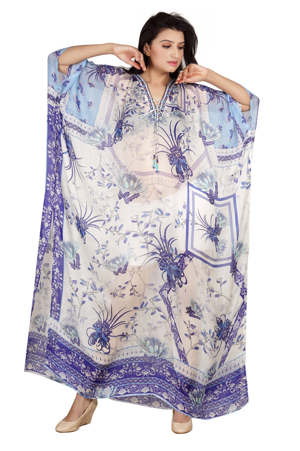 lace up silk kaftan