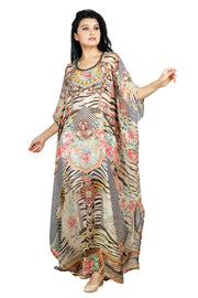 Funky Long Cheetah Print empowered by animal print Long Silk Kaftans