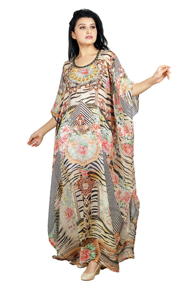 Funky Long Cheetah Print empowered by animal print Long Silk Kaftans