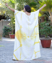 Yellow natural Tie dye kaftan Evening party wear hand dye caftan