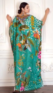 Plus Size Kaftan womens kaftan Pure silk kaftan Floral Kaftan