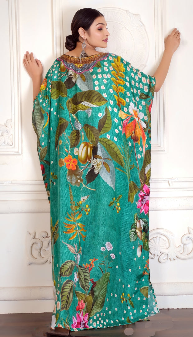 Plus Size Kaftan womens kaftan Pure silk kaftan Floral Kaftan