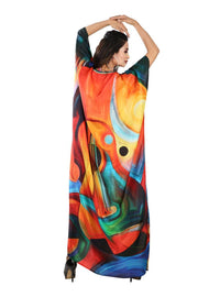 Picasso Printed silk Kaftan cover up Long Designer Colorful Caftan