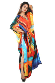 Picasso Printed silk Kaftan cover up Long Designer Colorful Caftan