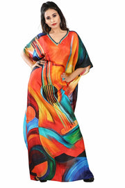 Picasso Printed silk Kaftan cover up Long Designer Colorful Caftan