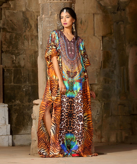 Lace Up Innovative Floral Kaftans with embellishment of strings and ...