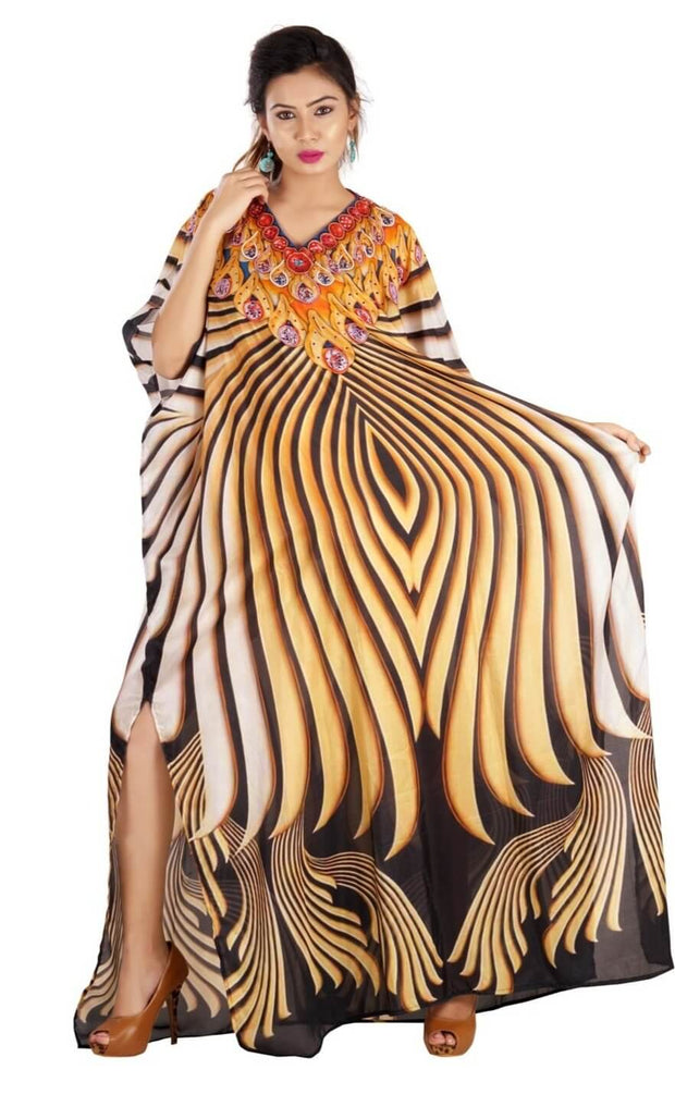 Long Printed Kaftan Online Store V neck Beautiful kaftan designer dress ...