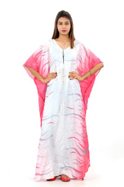 pink and white kaftan
