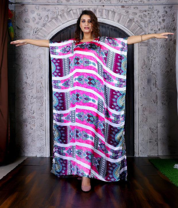 Silk Caftan Plus Size Bohemian leopard print Silk Kaftan Beach Wear Kaftan