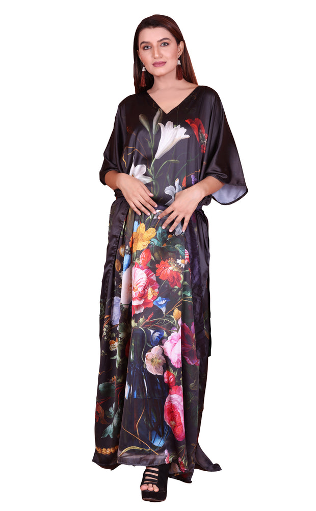 Resort Wear Lounge Wear silk Kaftan Gift for mother floral print caftan