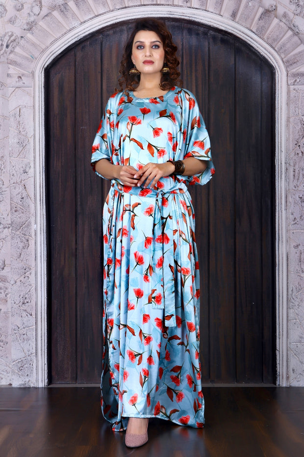 Floral print Silk Kaftan Maxi Dress Silk Kaftan Handmade gift for her