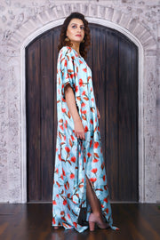 Floral print Silk Kaftan Maxi Dress Silk Kaftan Handmade gift for her