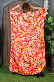 Geometric print on Silk maxi long kaftan dress beach wear cover up