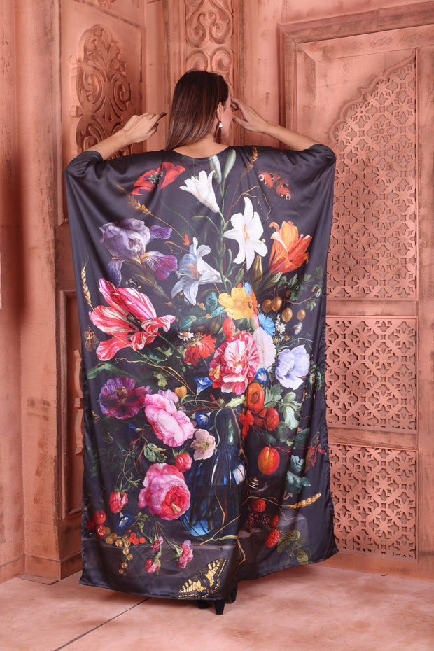 Resort Wear Lounge Wear silk Kaftan Gift for mother floral print caftan