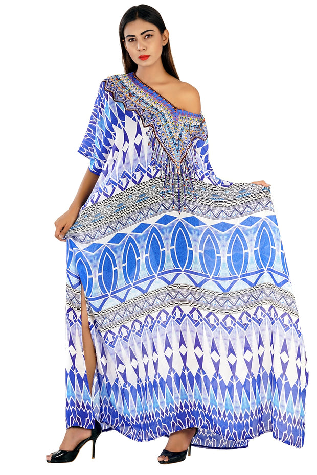 white silk kaftan