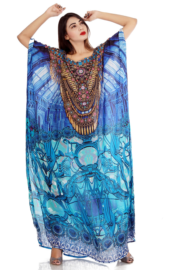 turquoise maxi dress with sleeves