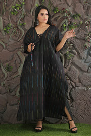 Women's Long Striped lace up Stylish linen cotton kaftan lightweight Soft cotton kaftan online