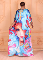 Silk Kaftan for Women Beach Wear Kaftan Resort Wear Picasso Print Caftans