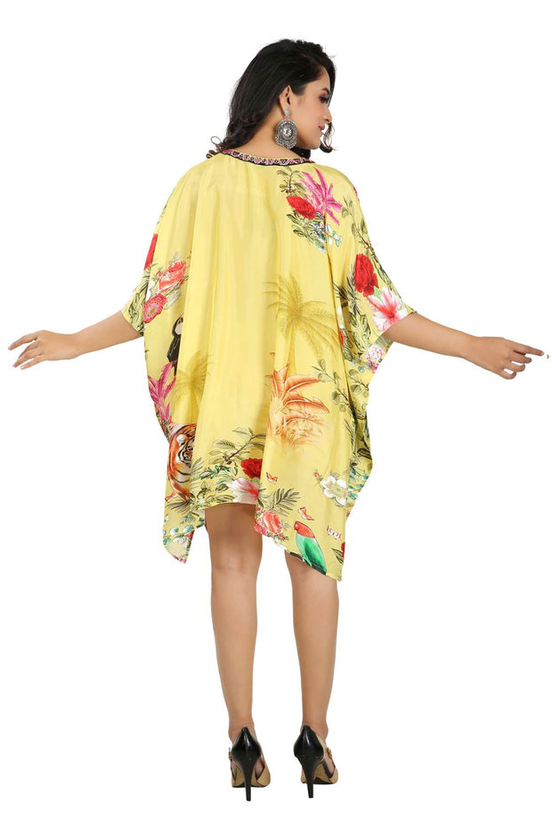 Short silk kaftan embellished