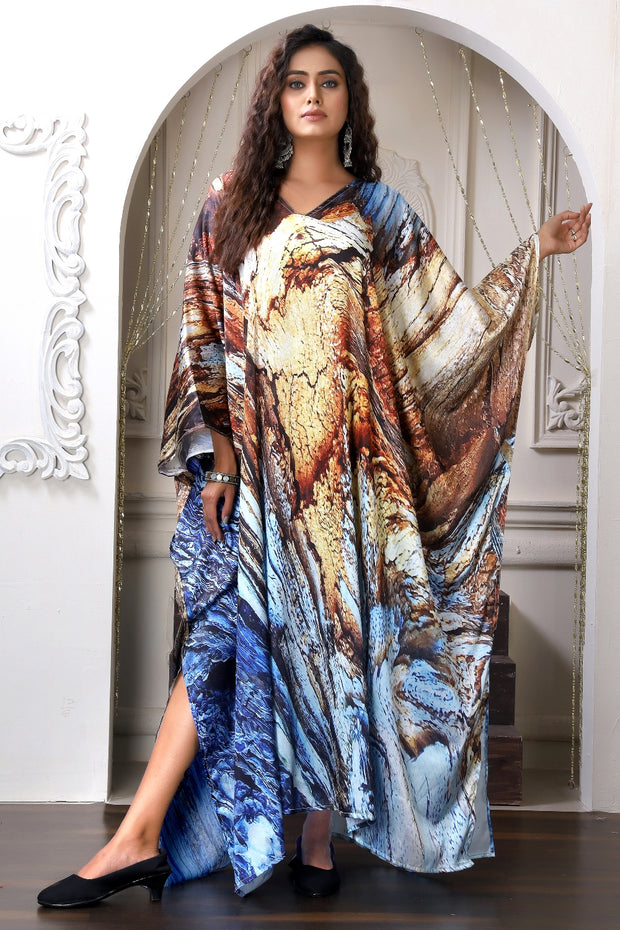 Tree wood print Kaftan Silk Caftan Beach Cover Up Kaftan Resort Wear Kaftan