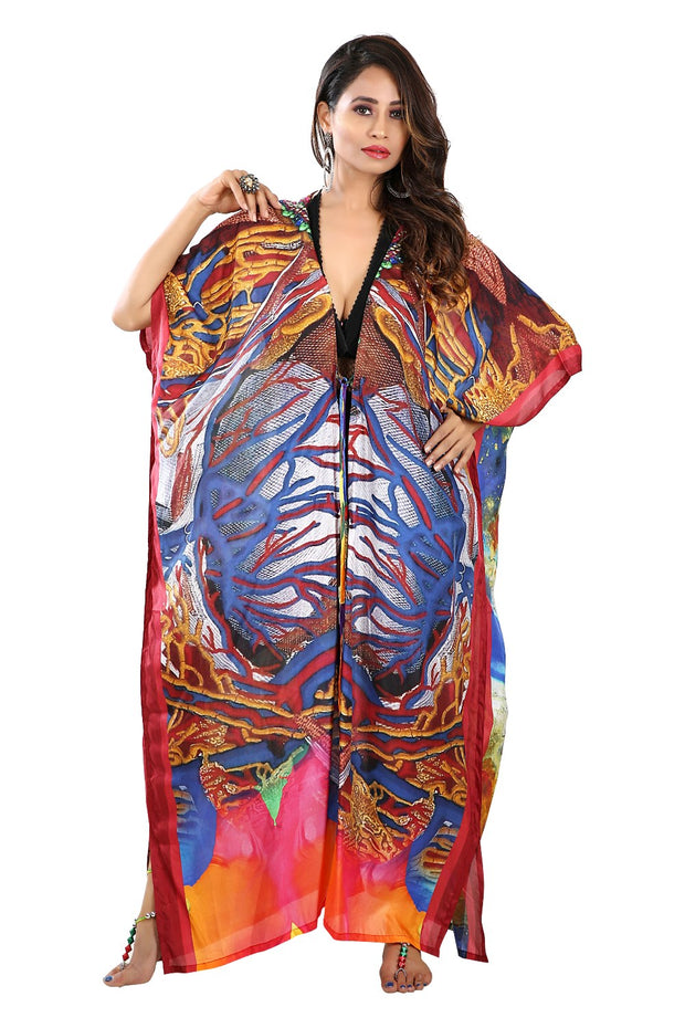 Lace up Beach Kimono Summer Special embellished with stripes to tie up