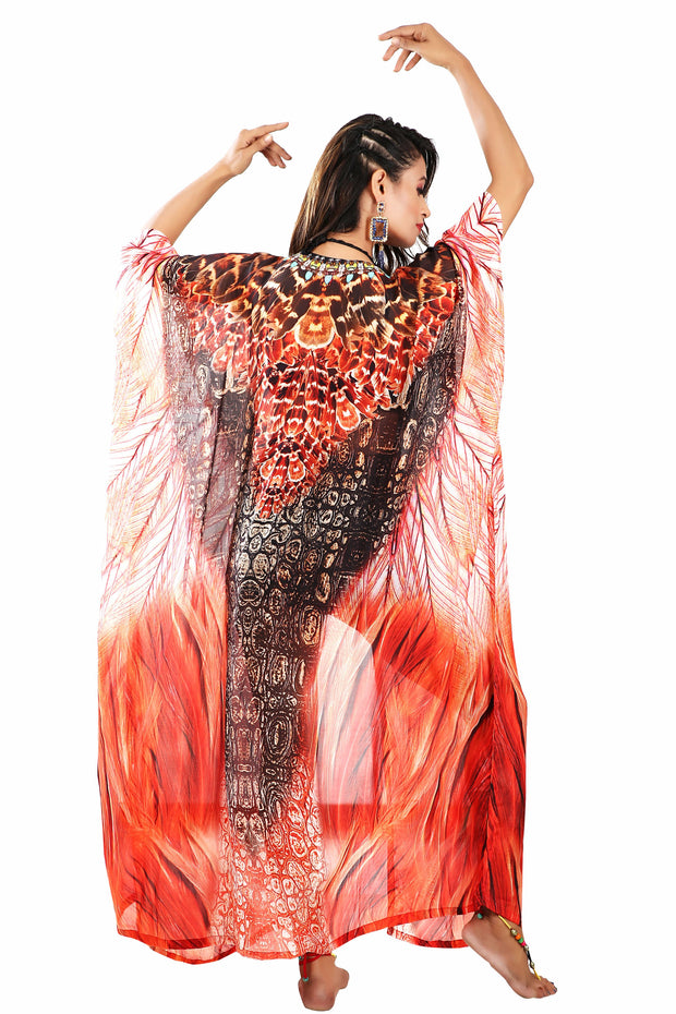 Lace Up Silk Kaftan Kimono Silk Caftan Robe animal Print Caftan kimo
