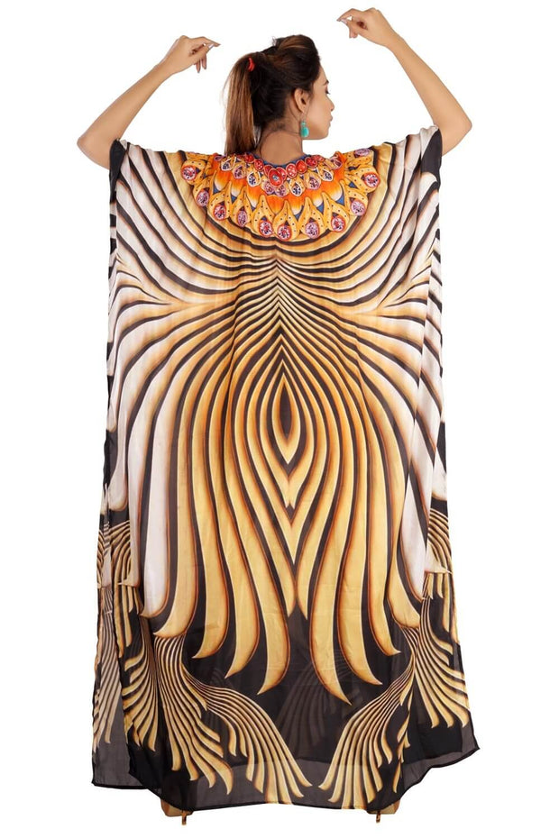 Long Printed Kaftan Online Store V neck Beautiful kaftan designer dress ...