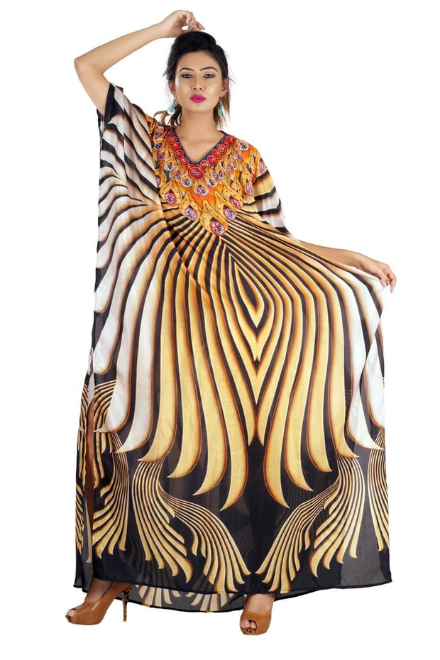 Long Printed Kaftan Online Store V neck Beautiful kaftan designer dress ...