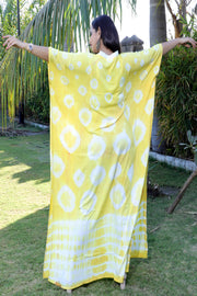 Buy natural turmeric hand dyed kaftan Designer Wear tie dye caftans