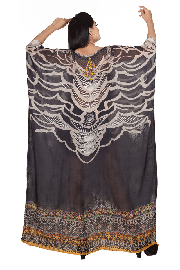 Black Silk Caftan,Classic Elegance,Timeless Design,Effortless Style,caftanforwomen.