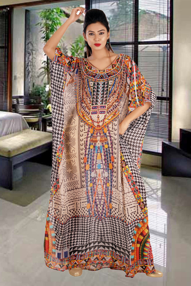 embellished silk kaftan