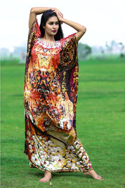 Embellished butterfly print caftan silk looks and feel kaftan resort wear kaftan