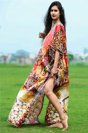 Embellished butterfly print caftan silk looks and feel kaftan resort wear kaftan