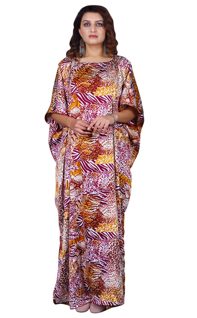 Silk Caftan Plus Size Bohemian leopard print Silk Kaftan Beach Wear Kaftan