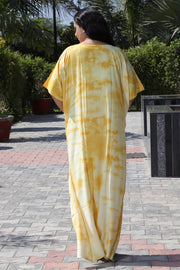 Turmeric hand Tie Dye kaftan Dress Natural dye plus size caftan